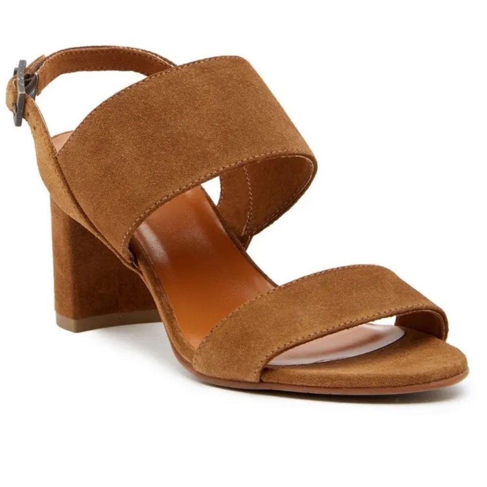 Aquatalia Shana Walnut Suede Sling‎ Back Open Toe Sandals Sz 8.5